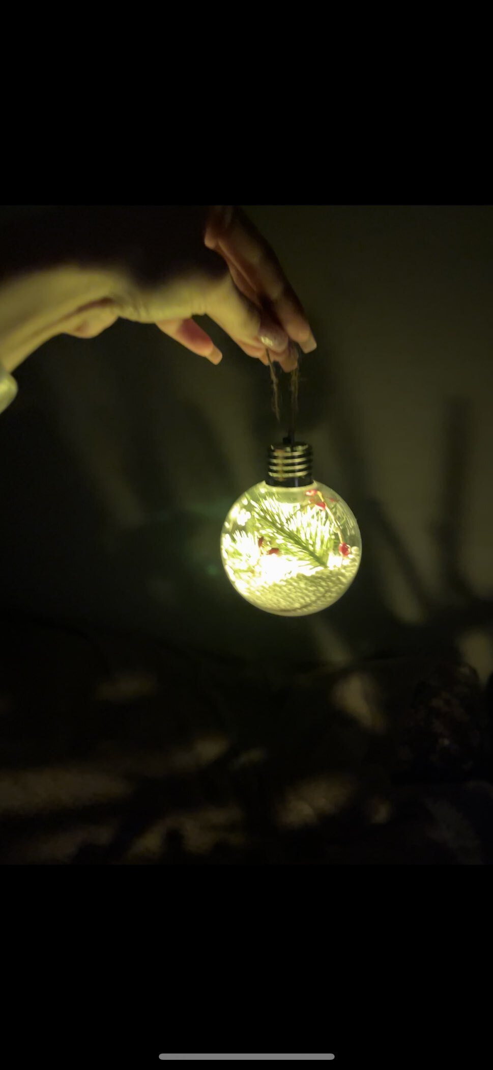 Фотография покупателя товара Ёлочный шар «Еловая ветка», 1 LED, от батареек, свечение тёплое белое - Фото 7