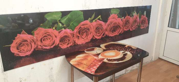 Фотография покупателя товара Фартук кухонный МДФ PANDA Красные розы , 0186 - Фото 1