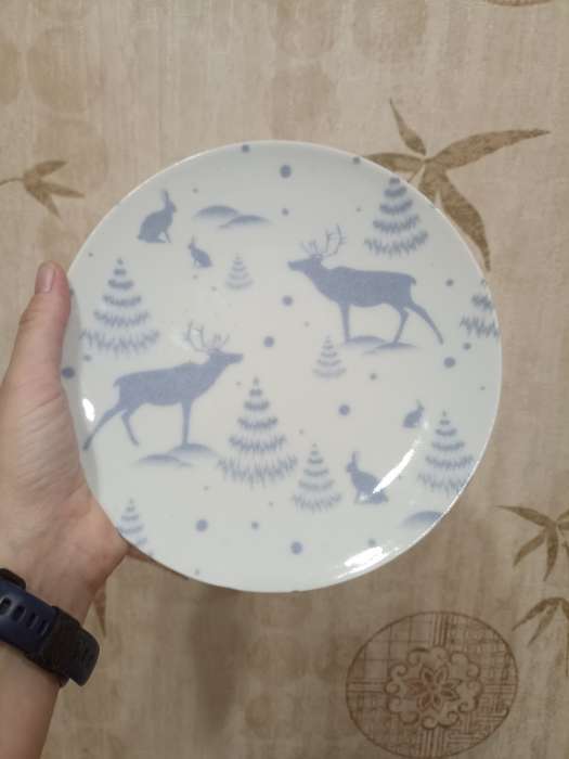 Фотография покупателя товара Тарелка новогодняя Добрушский завод «Зимний лес», d=24 см, фарфор, синяя - Фото 1