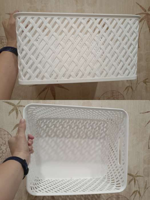 Фотография покупателя товара Корзина для хранения «Плетёнка», 35×29×17.5 см, белая - Фото 1