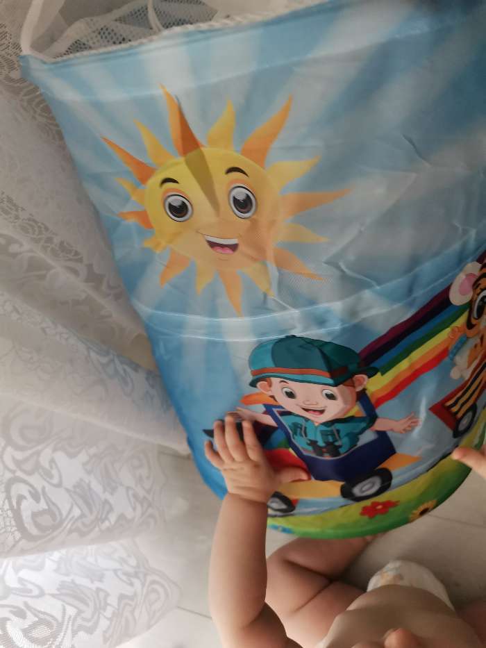 Фотография покупателя товара Корзинка для игрушек "Паровозик счастья" 35×35×45 см - Фото 3