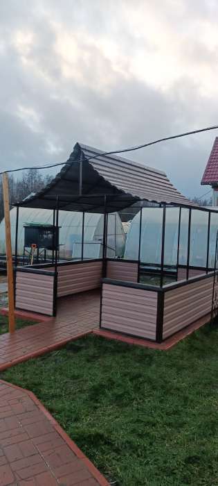Фотография покупателя товара Каркас беседки разборной "Лотос" 3,0 х 3,0 х 2,8, шоколад под СПК - Фото 3