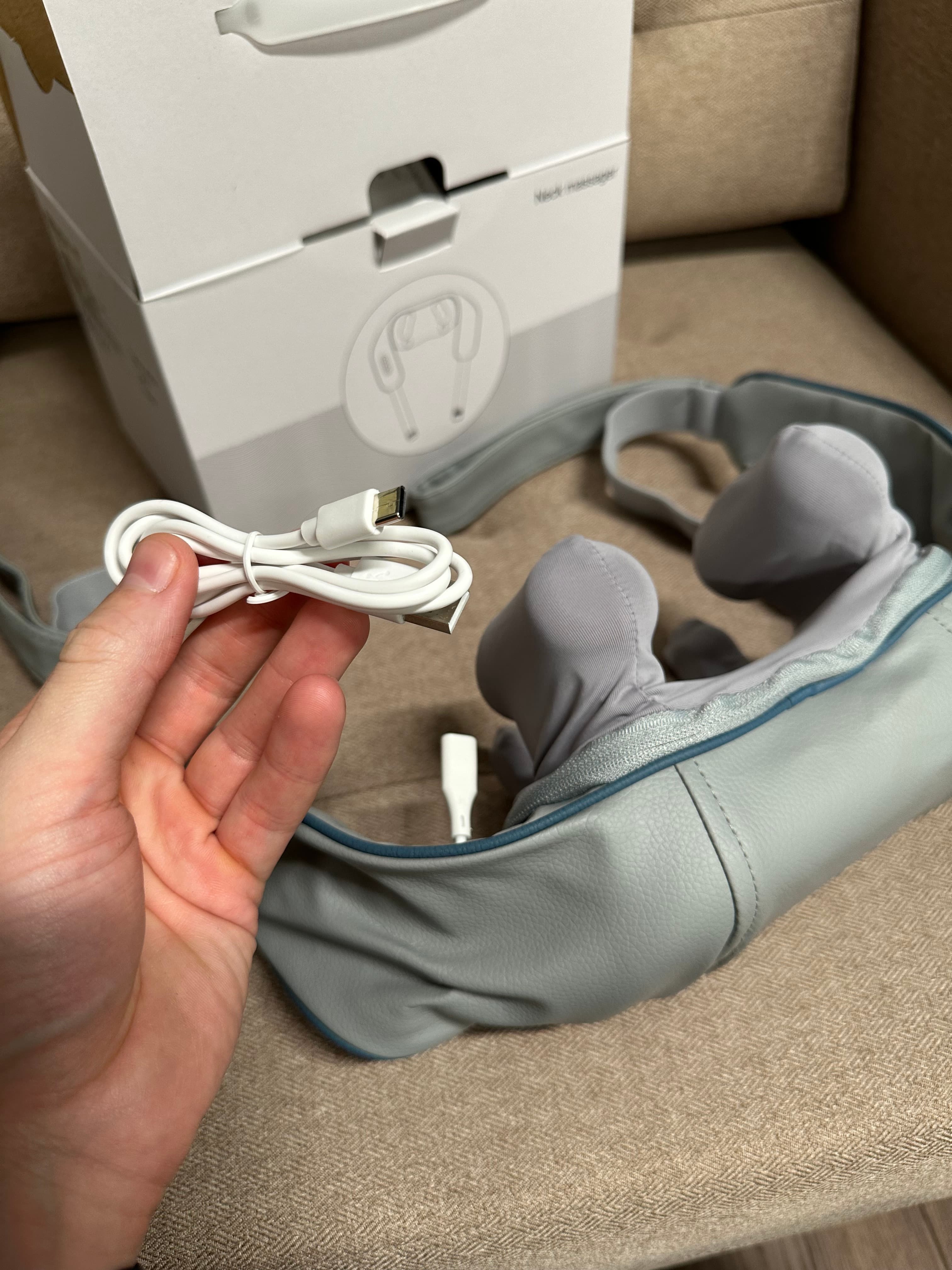 Фотография покупателя товара Массажёр для спины и шеи LEM-29, наплечный, ИК-подогрев, серый - Фото 1