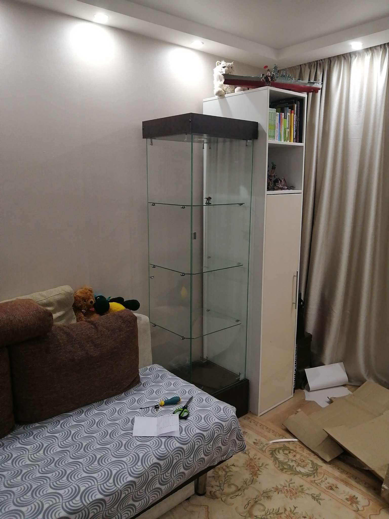 Фотография покупателя товара Шкаф пенал «П 54 Н», 520×450×1900 мм, ЛДСП, стекло, цвет венге - Фото 1