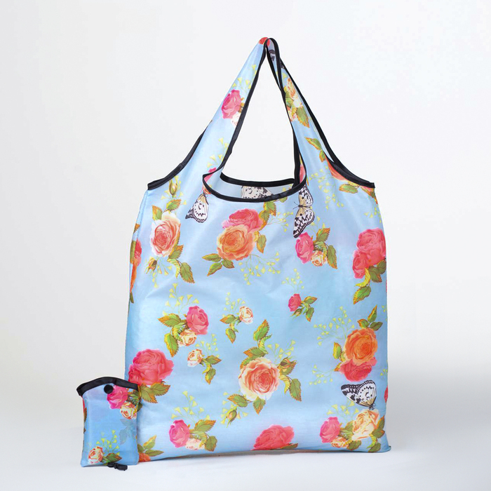 Фотография покупателя товара Сумка хозяйственная без застёжки, складная, цвет голубой - Фото 1