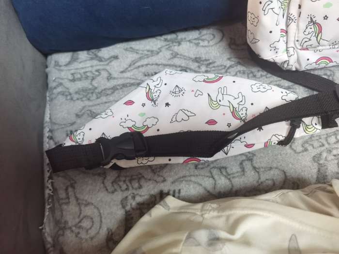 Фотография покупателя товара Набор: Рюкзак молодёжный на молнии, с карманами, поясная сумка, с принтом, размер 30 х 12 х 40 см, светло-розовый - Фото 1