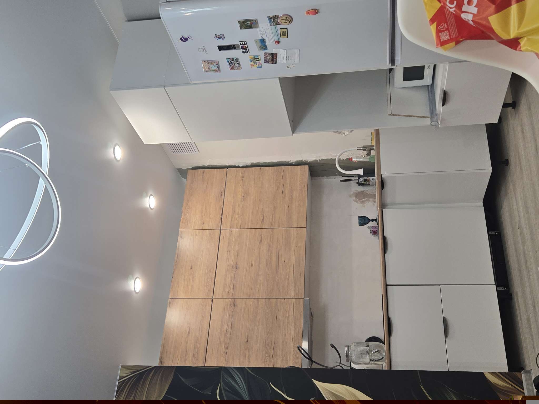 Фотография покупателя товара Кухонный гарнитур трехуровневый угловой 7, 1000×600×2500 мм, цвет тальк/рустик соломенный - Фото 4