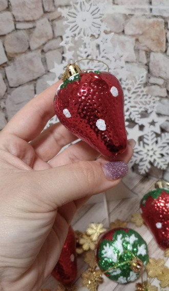 Фотография покупателя товара Ёлочные игрушки 6 шт. «Клубничка» 4×6 см, красный - Фото 9