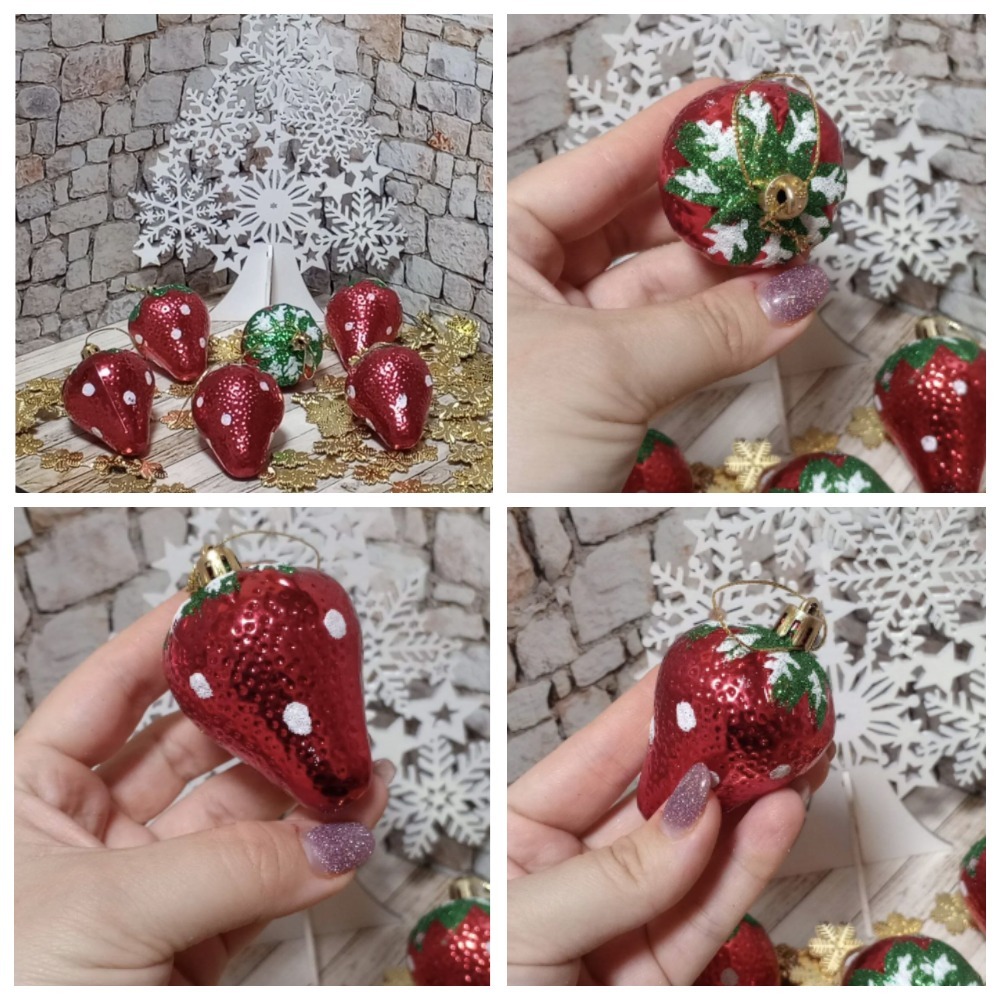 Фотография покупателя товара Ёлочные игрушки 6 шт. «Клубничка» 4×6 см, красный - Фото 10