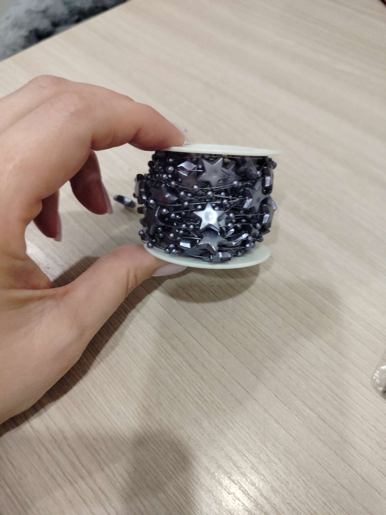 Фотография покупателя товара Бусины на леске, «Звёзды», 3/14 мм, 9±0.5 м, серые - Фото 1