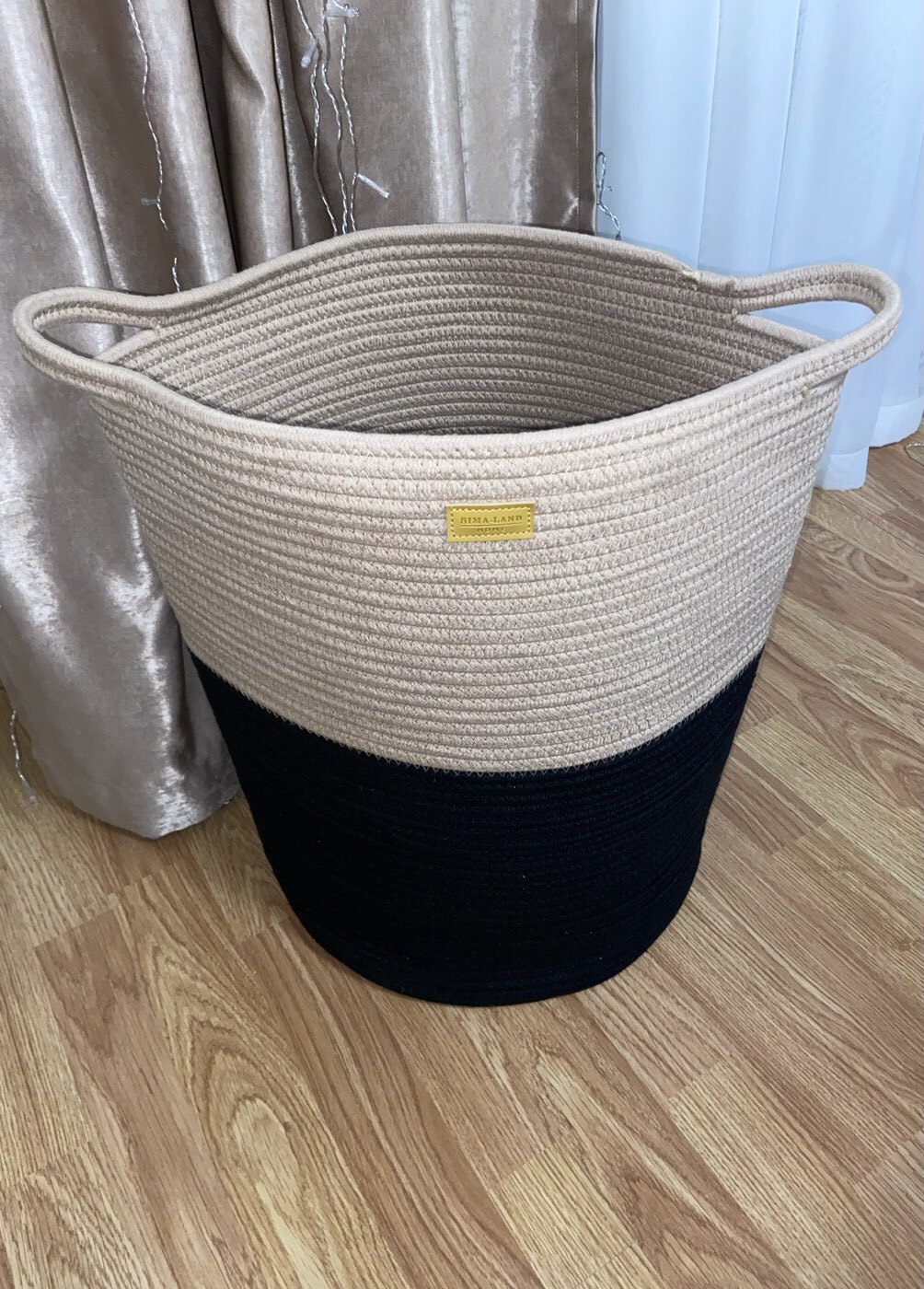 Фотография покупателя товара Корзина для белья плетеная круглая SL Home Cotton, хлопок, 33×45 см - Фото 1