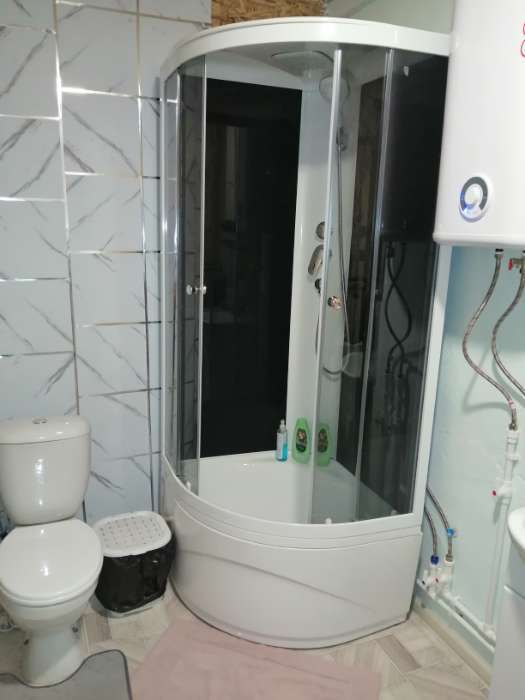 Фотография покупателя товара Душ.кабина DOMANI-Spa Delight 88 high, поддон 45 см, черные стенки, 80×80 см, тонированное - Фото 1