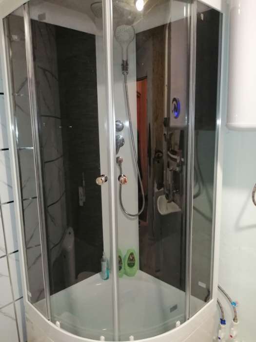 Фотография покупателя товара Душ.кабина DOMANI-Spa Delight 88 high, поддон 45 см, черные стенки, 80×80 см, тонированное - Фото 2