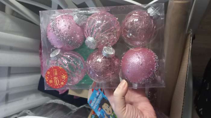 Фотография покупателя товара Ёлочные игрушки «Жаклин», шары новогодние, d=8 см, набор 6 шт., розовый - Фото 3