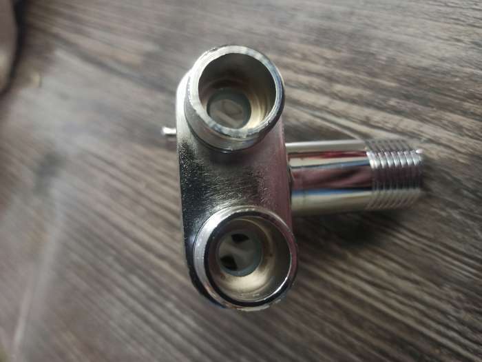 Фотография покупателя товара Кран для бытовых приборов ZEIN, 1/2" × 1/2", угловой, двойной, хром - Фото 2