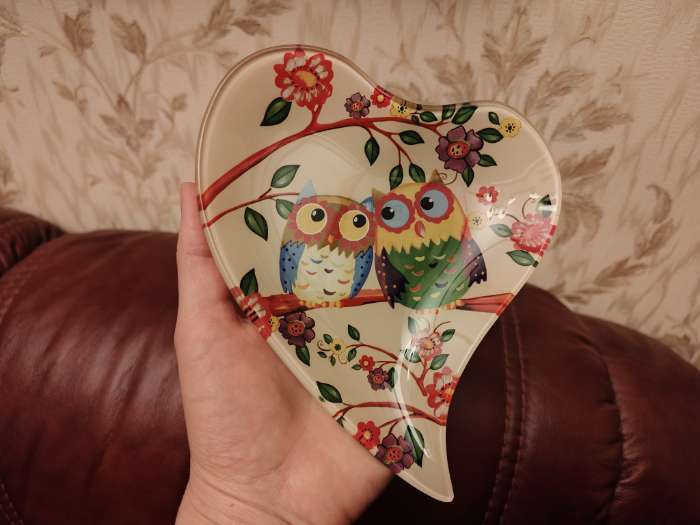 Фотография покупателя товара Блюдце Доляна «Совушки», 17.8×13.7×1.7 см, стекло - Фото 1