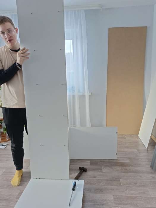 Фотография покупателя товара Шкаф купе трёхдверный «Экспресс», с зеркалом, 2100×440×2200 мм, ЛДСП, цвет белый снег - Фото 39