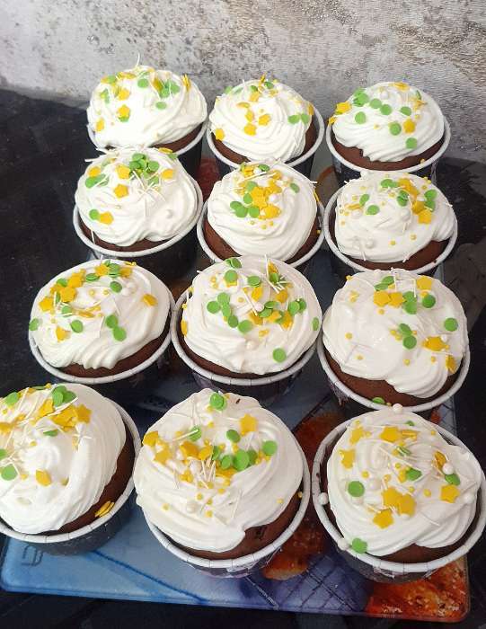 Фотография покупателя товара Посыпка кондитерская «Микс»: зеленый, желтый, белый, 50 г - Фото 1