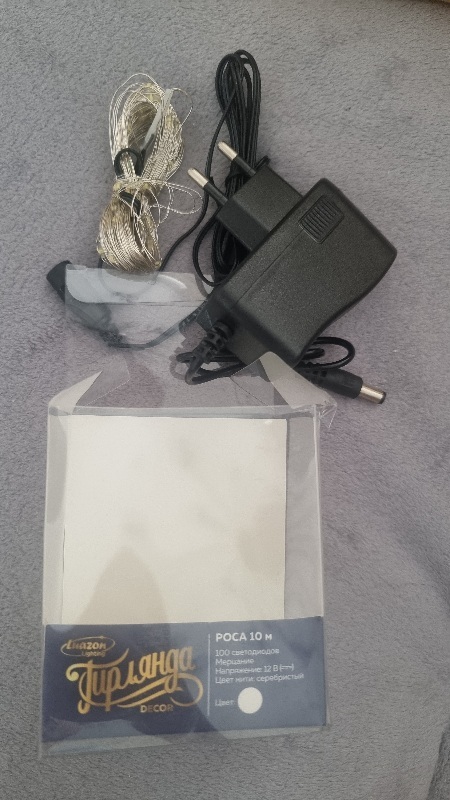 Фотография покупателя товара Гирлянда «Нить» 10 м, роса, IP20, серебристая нить, 100 LED, свечение белое, мерцание белым, 12 В - Фото 1