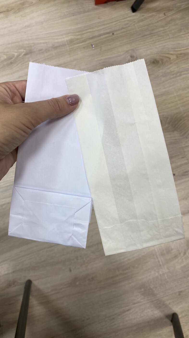 Фотография покупателя товара Пакет крафт бумажный фасовочный, белый, прямоугольное дно 8 х 5 х 17 см - Фото 2