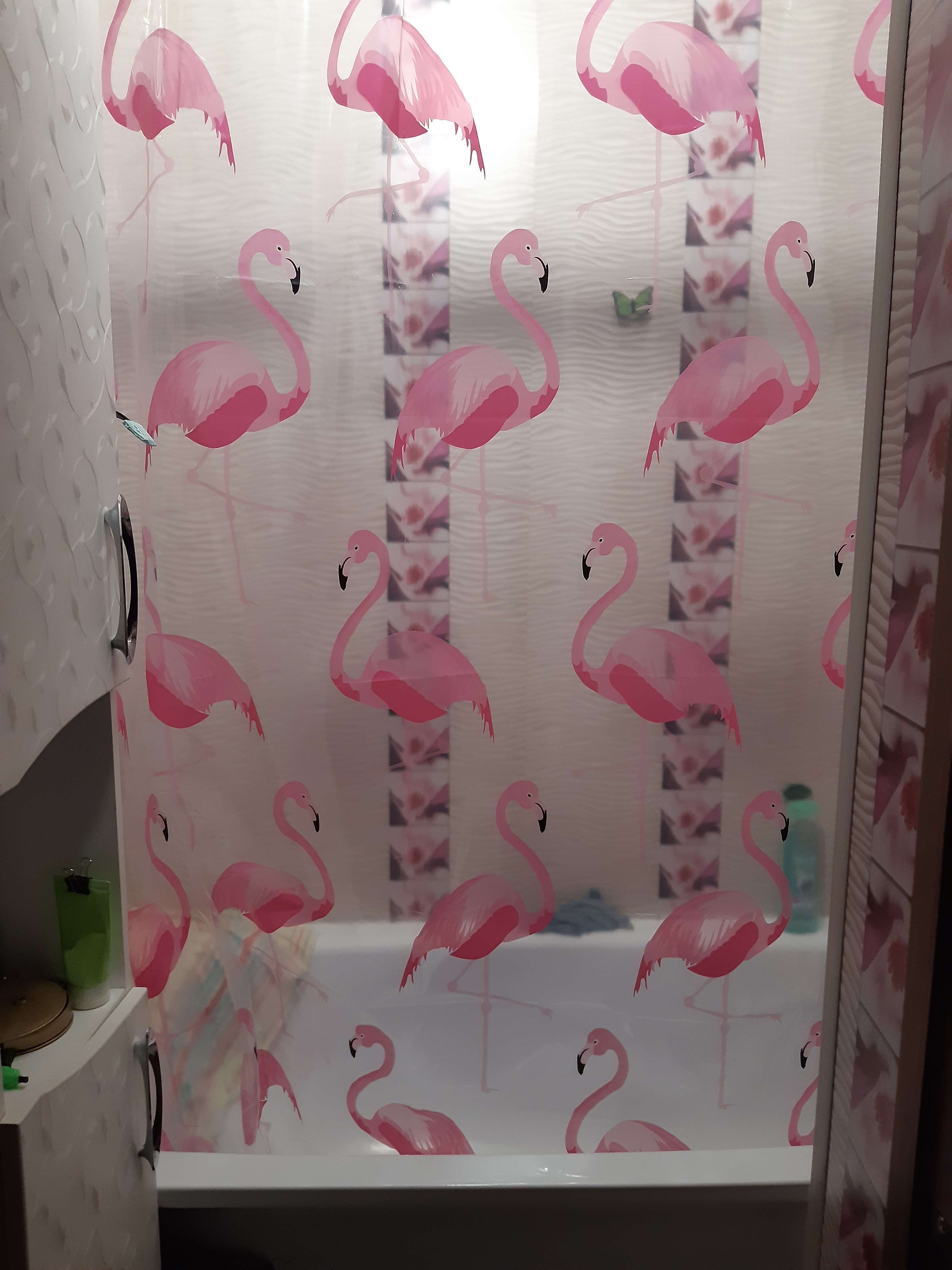 Фотография покупателя товара Штора для ванной комнаты SAVANNA «Фламинго», с люверсами, 180×180 см, PEVA