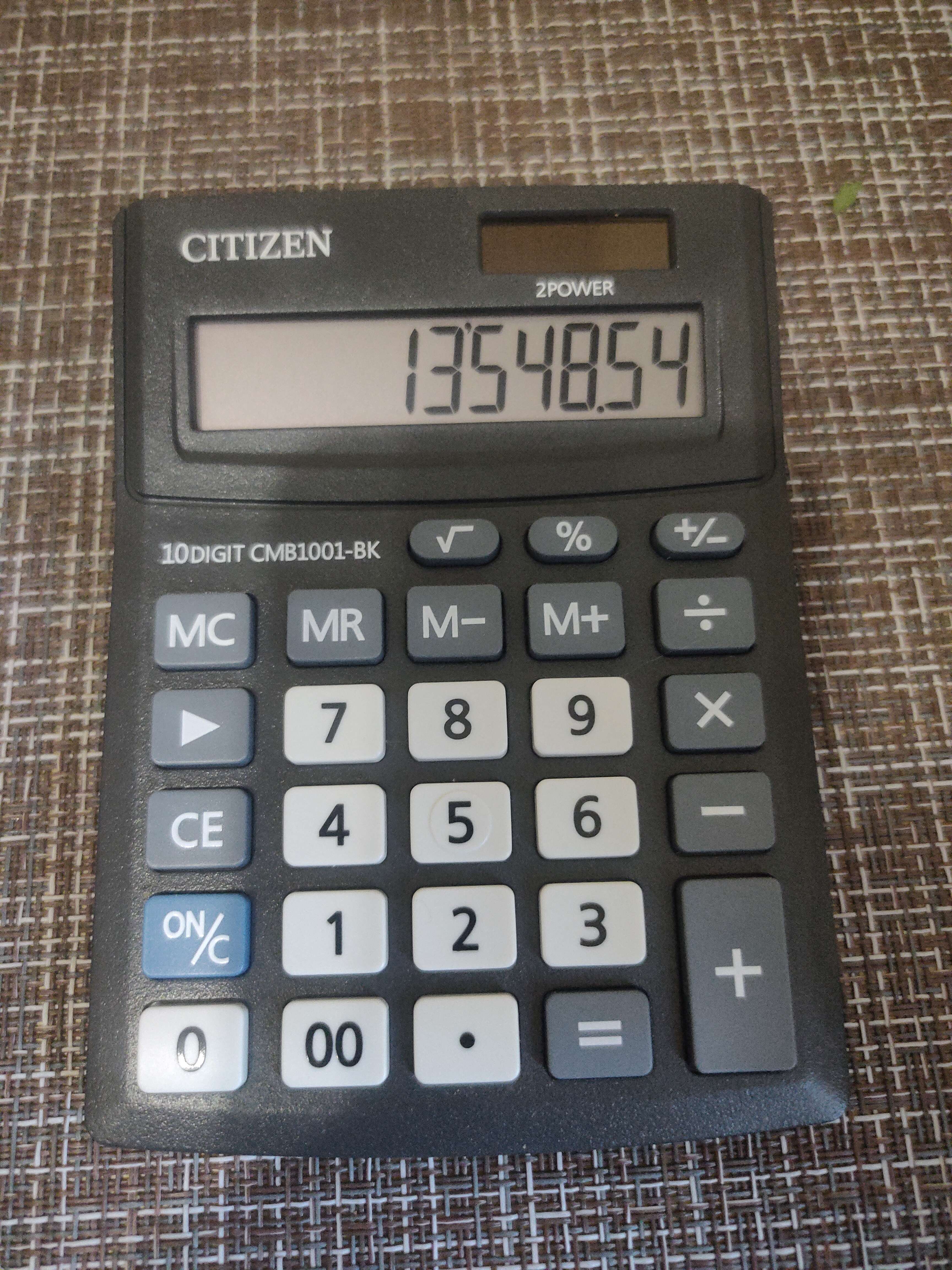 Фотография покупателя товара Калькулятор настольный Citizen Business Line "CMB1001-BK", 10-разрядный, 103 х 138 х 24 мм, двойное питание, чёрный