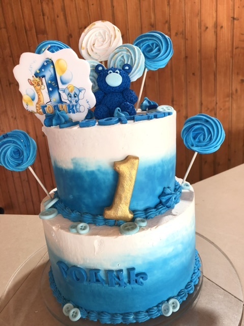 Фотография покупателя товара Свеча для торта цифра «1 годик, зверушки» "1" синяя, 8 см - Фото 4