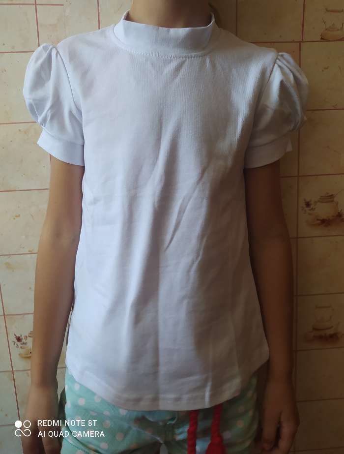Фотография покупателя товара Школьная блузка для девочки, цвет белый, рост 140 - Фото 2