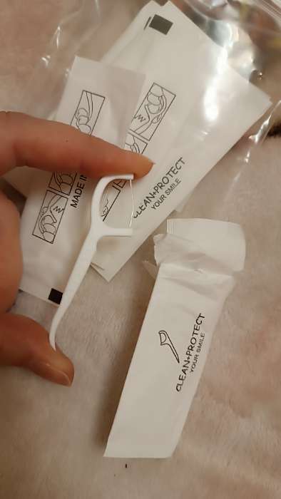 Фотография покупателя товара Зубная нить в пластиковом держателе, индивидуальная упаковка, невощеная, набор 15 шт. - Фото 2