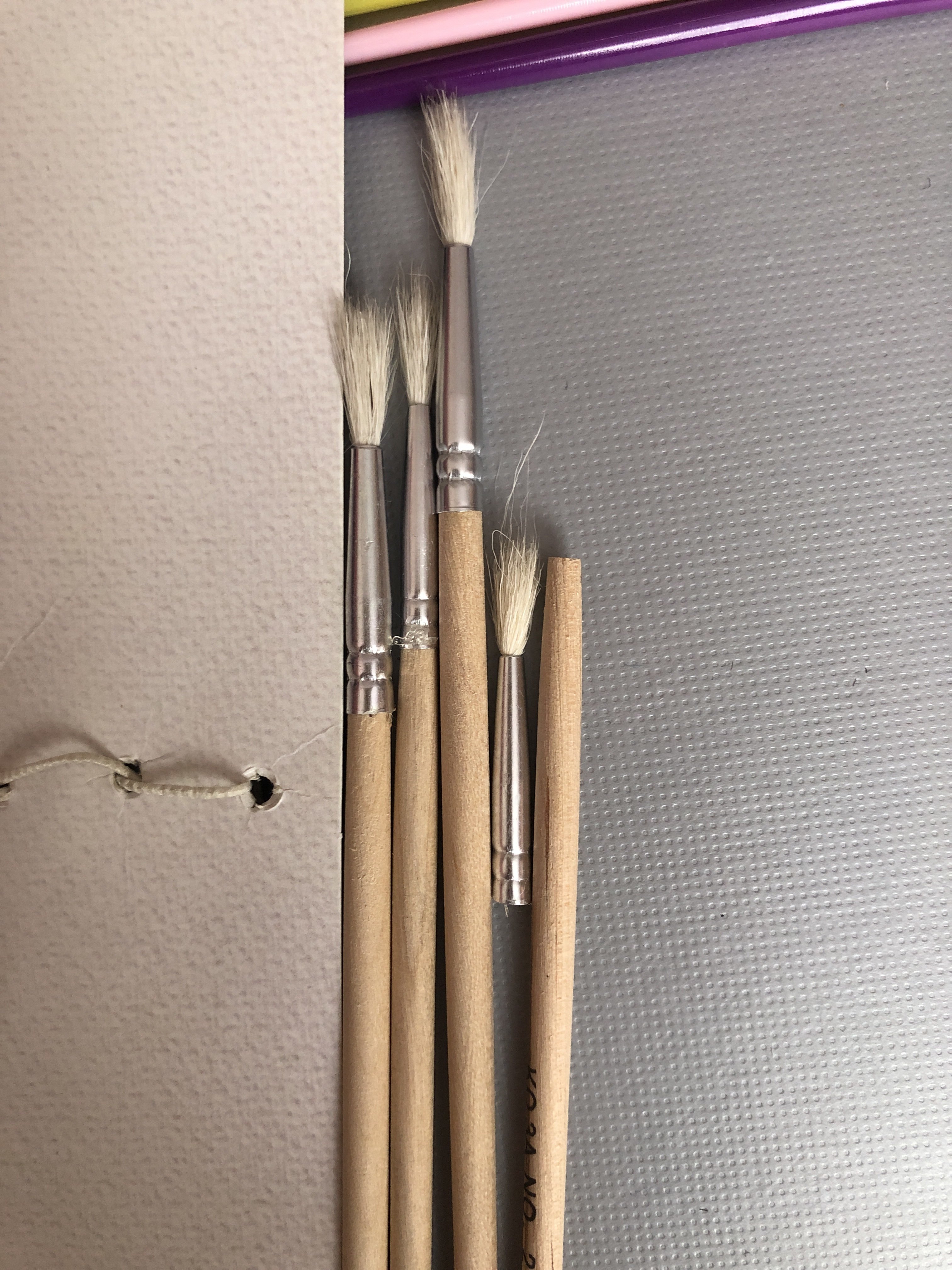 Фотография покупателя товара Набор кистей ворс "Коза" круглые 4 штуки (№1,2,3,4) с деревянными ручками, блистер