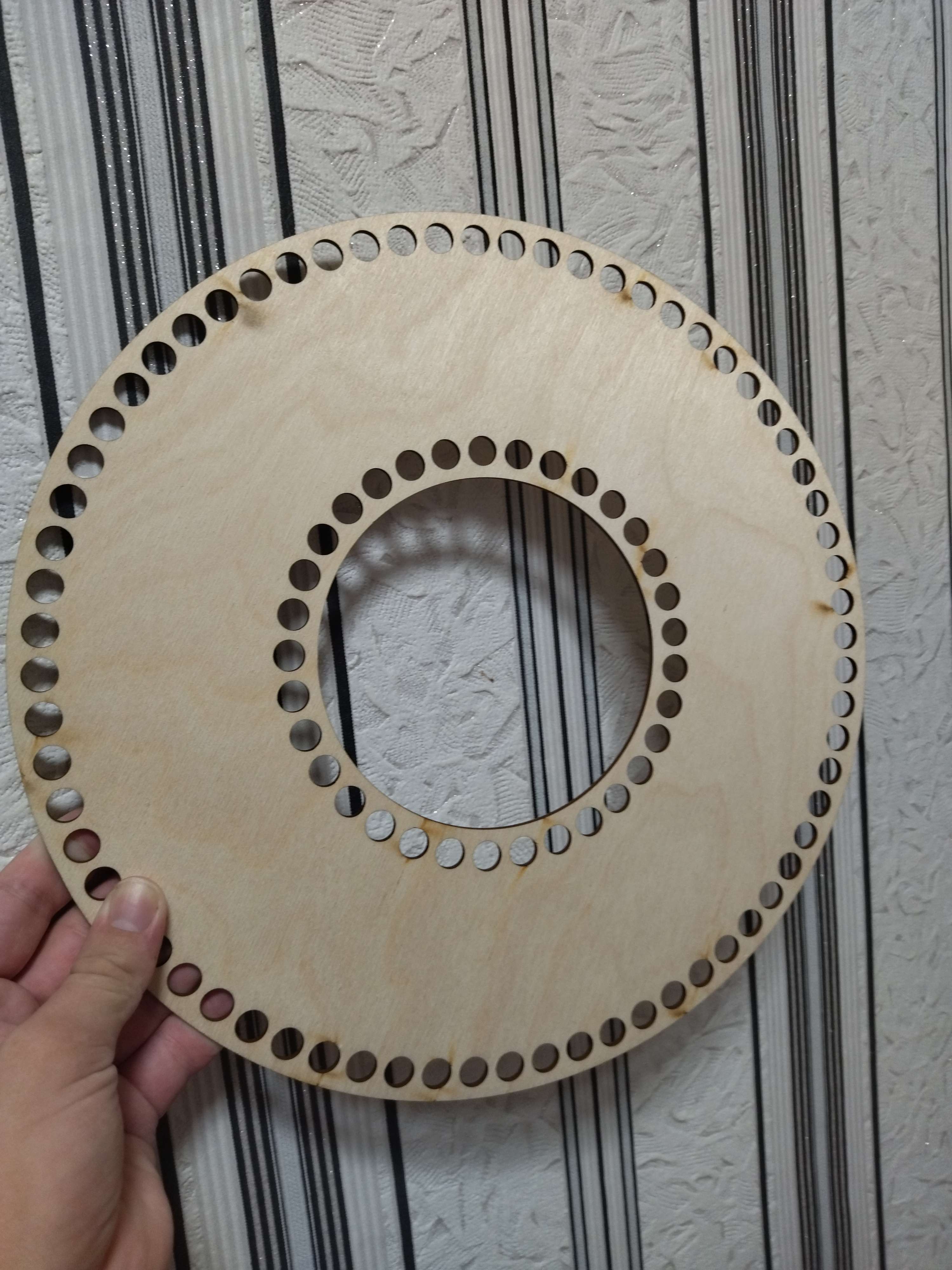 Фотография покупателя товара Набор заготовок для вязания корзины/копилки (2 в 1), фанера 3 мм, 30 см, вырез 12 см, d=10мм - Фото 1