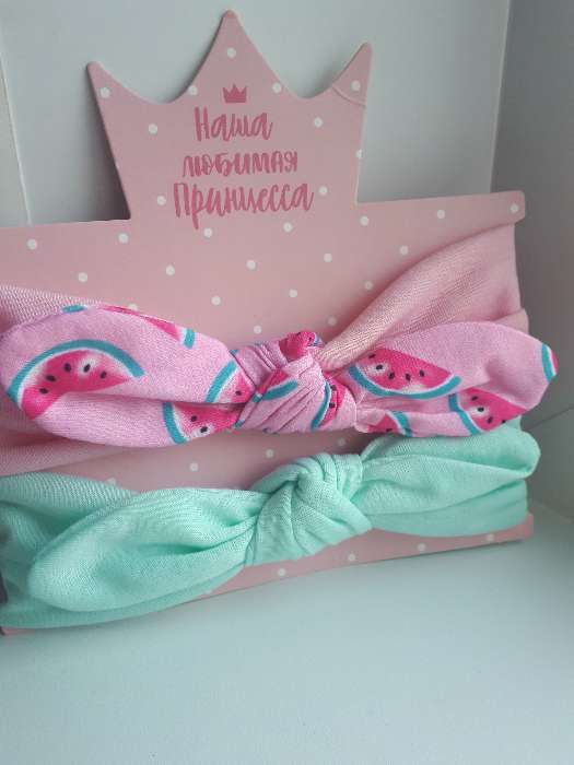 Фотография покупателя товара Повязки на голову для девочки «Крошка Я. Арбузик», 2 шт., размер 46-48, розовая, бирюзовая - Фото 1