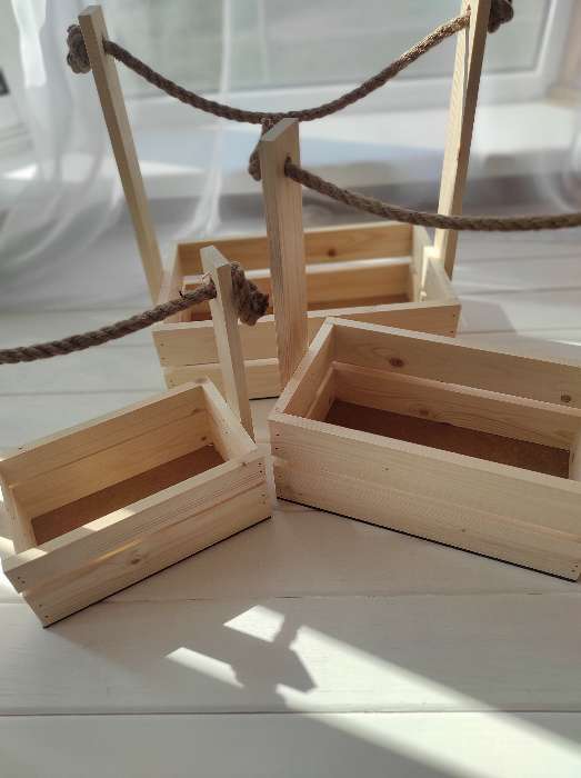 Фотография покупателя товара Набор кашпо деревянных 3 в 1 (30.5×18.5×35; 25.5×15×30; 20×12×23) "Аром", натуральная сосна