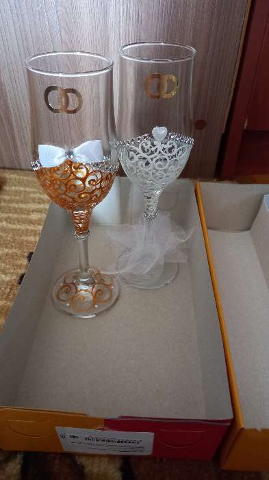 Фотография покупателя товара Набор свадебных бокалов "Роскошь", золотой - Фото 3