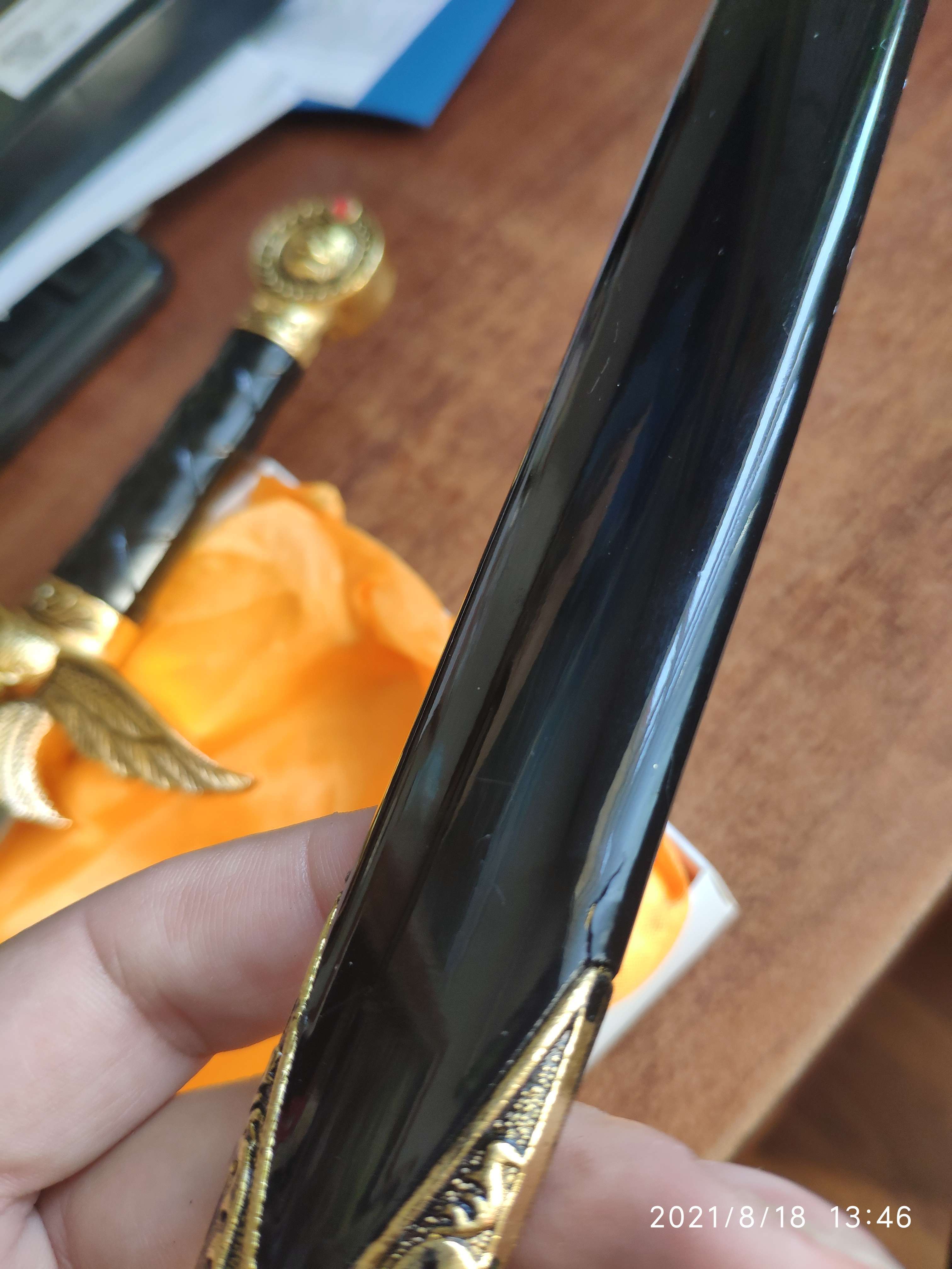 Фотография покупателя товара Сув-ое оружие кортик ножны металл золотой орел в виде упора рукояти огранка на ножнах 39 см - Фото 3