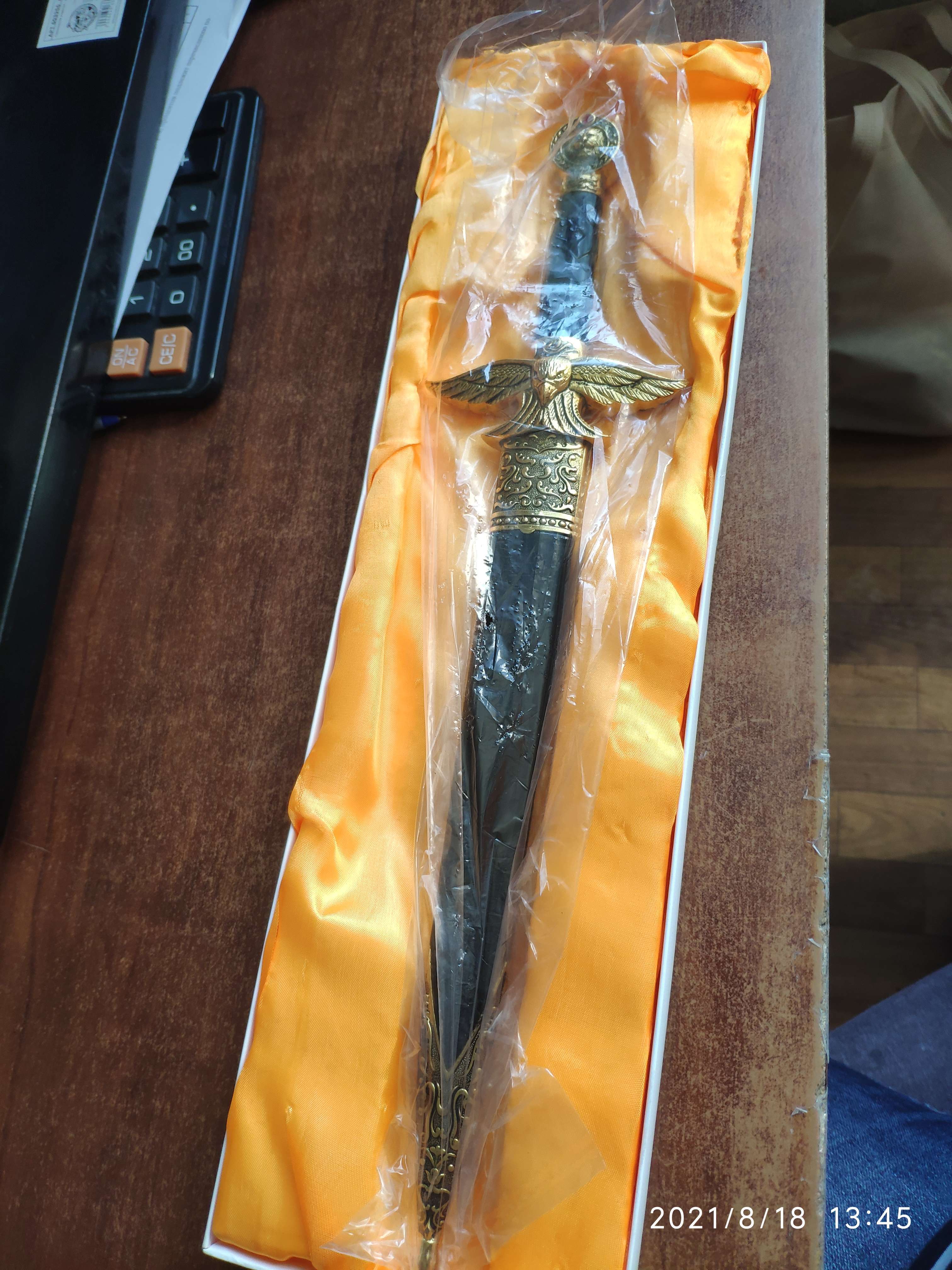 Фотография покупателя товара Сув-ое оружие кортик ножны металл золотой орел в виде упора рукояти огранка на ножнах 39 см - Фото 1