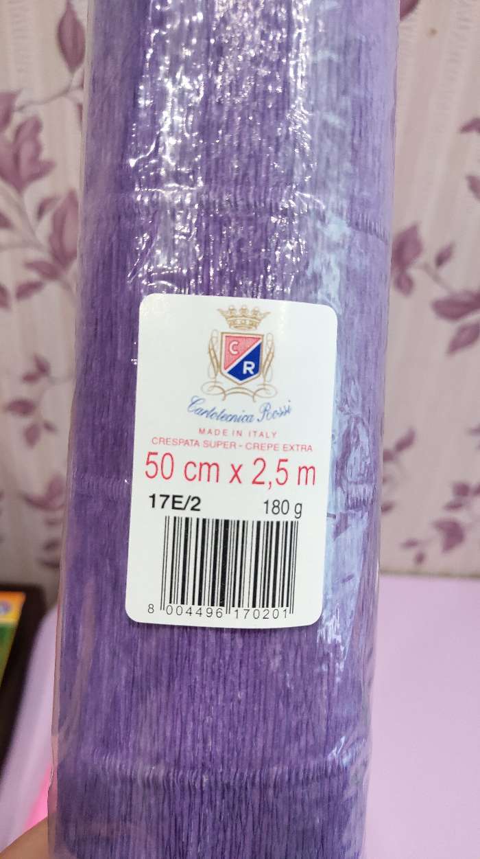 Фотография покупателя товара Бумага для упаковок и поделок, гофрированная, фиолетовая, однотонная, двусторонняя, рулон 1 шт., 0,5 х 2,5 м - Фото 1
