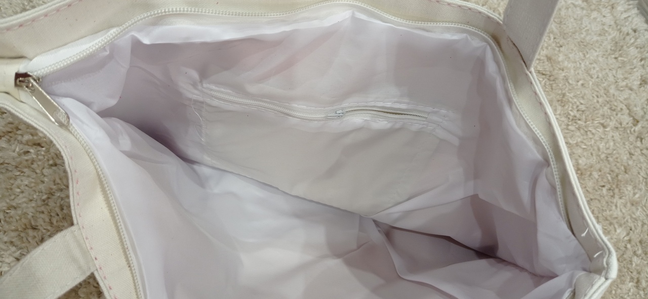 Фотография покупателя товара Шопер на молнии, с подкладом, цвет белый - Фото 3