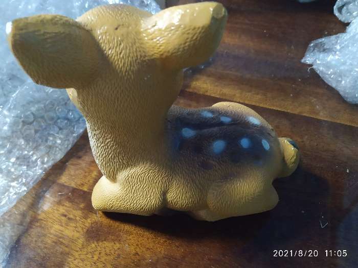Фотография покупателя товара Садовая фигурка "Лежащий оленёнок" из гипса Хорошие сувениры, 17см, маленькая, коричневая