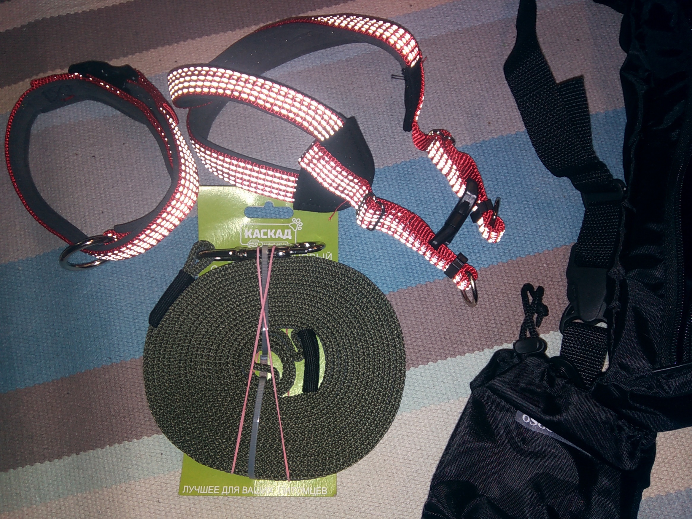 Фотография покупателя товара Поводок нейлоновый двухсторонний, с латексной нитью, 5 м х 1,3 см, микс - Фото 1