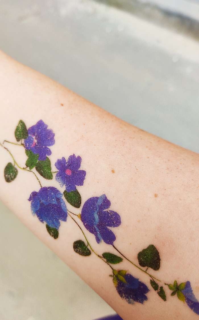 Фотография покупателя товара Татуировка на тело "Синие цветы" 5,5х12 см - Фото 3