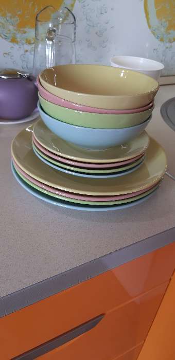 Фотография покупателя товара Тарелка керамическая обеденная Доляна «Пастель», d=27 см, цвет зелёный