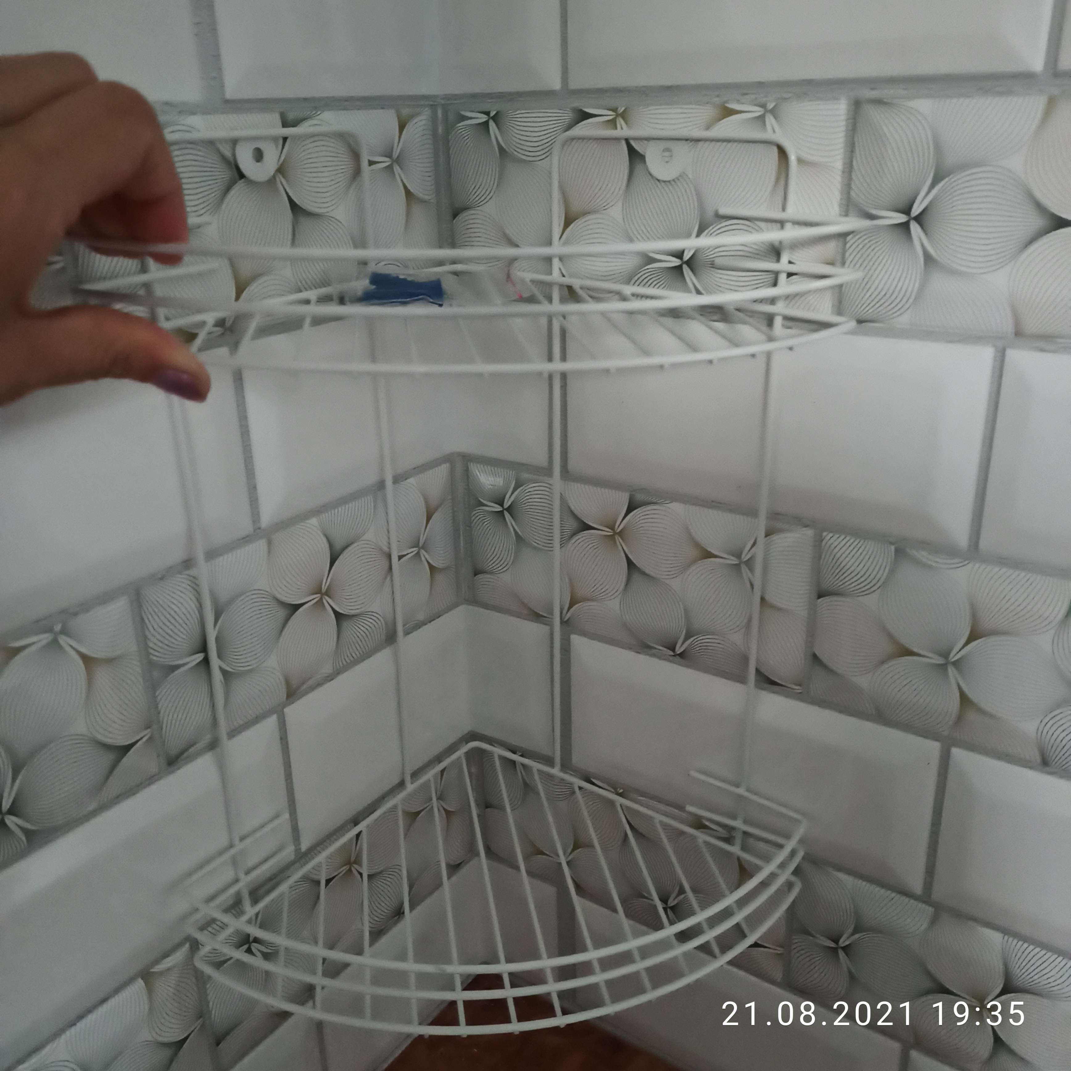 Фотография покупателя товара Полка для ванной угловая 2-х ярусная, 19×30 см, цвет хром - Фото 1