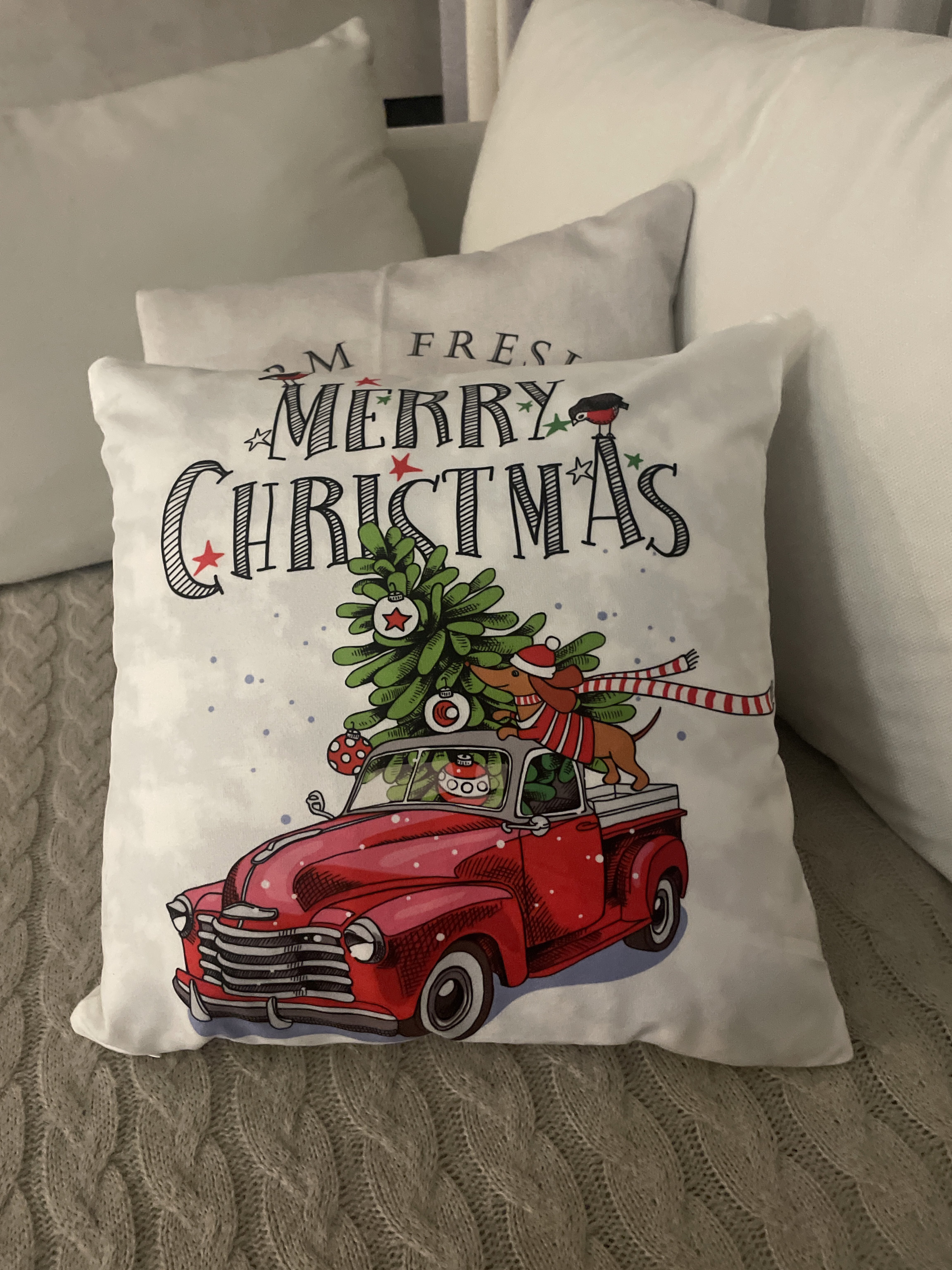 Фотография покупателя товара Наволочка декоративная новогодняя «Этель. Счастливого Рождества!» 40×40 см, 100% п/э - Фото 1