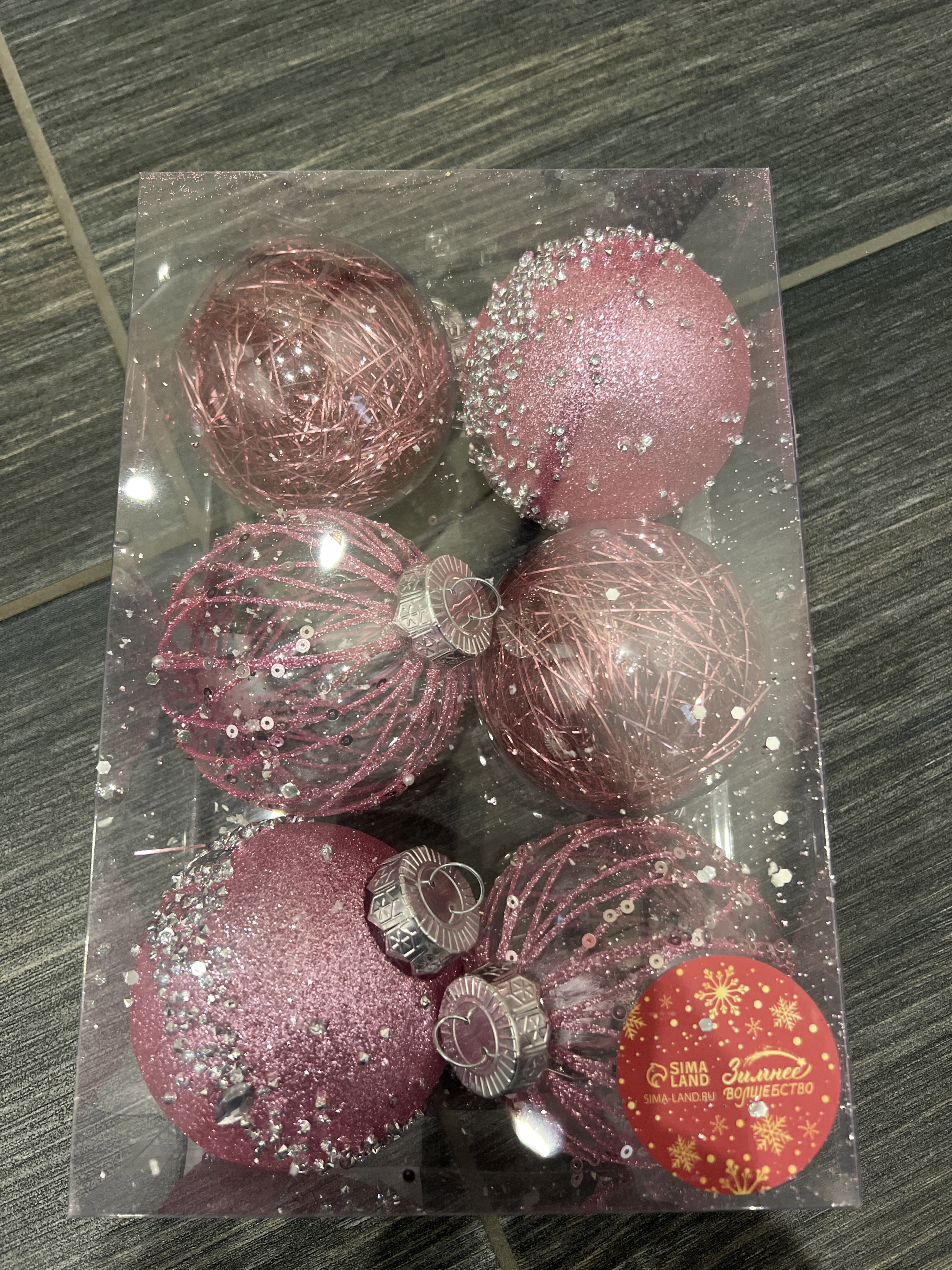 Фотография покупателя товара Ёлочные игрушки «Жаклин», шары новогодние, d=8 см, набор 6 шт., розовый - Фото 1