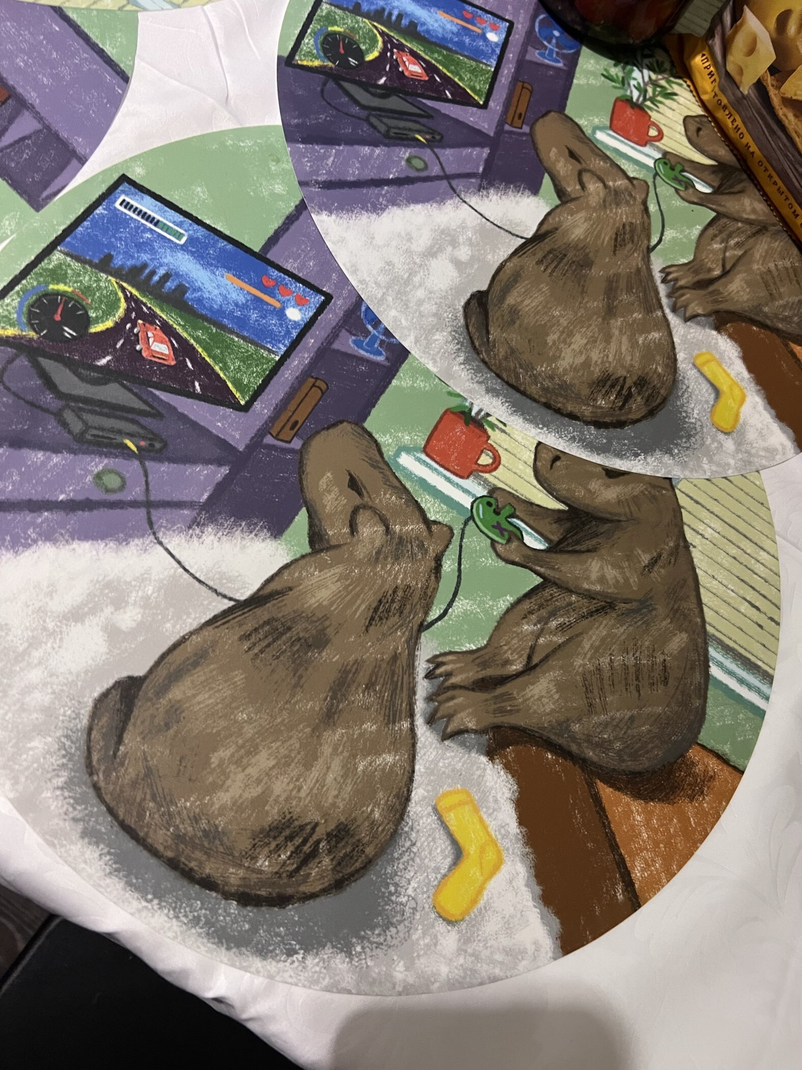 Фотография покупателя товара Салфетка сервировочная кухонная Доляна «Капибары геймеры», d=36 см, настольное покрытие - Фото 2