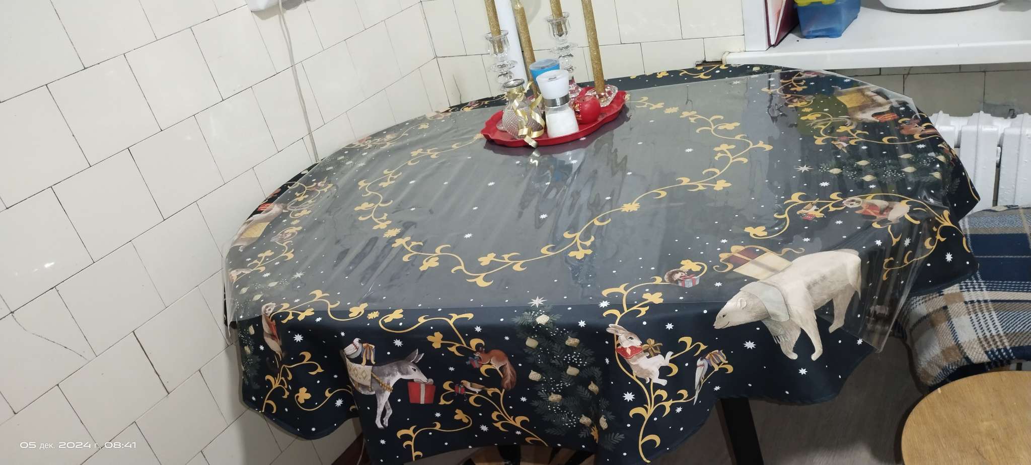 Фотография покупателя товара Скатерть новогодняя "Этель" Fairy tale d=150см +/-3см с ВГМО, 100%хл, саржа 190гр/м2 - Фото 1