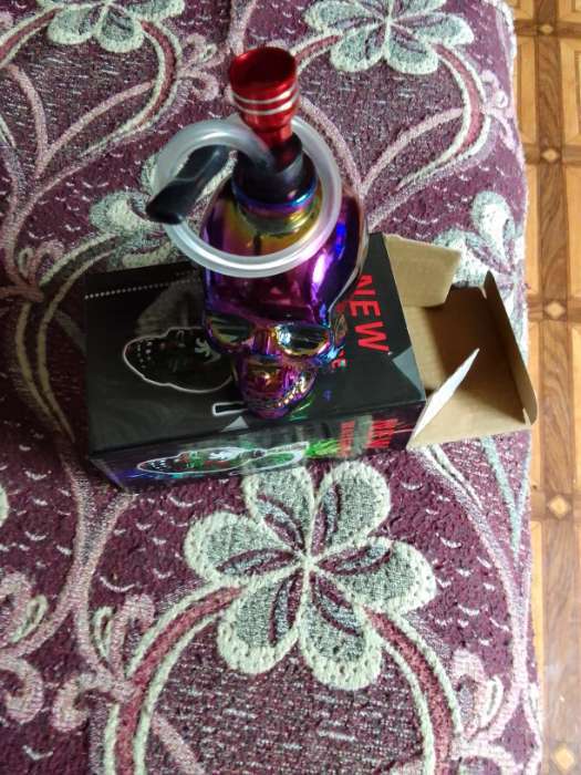 Фотография покупателя товара Бонг курительный, h=15 см, «Череп», стеклянный - Фото 2