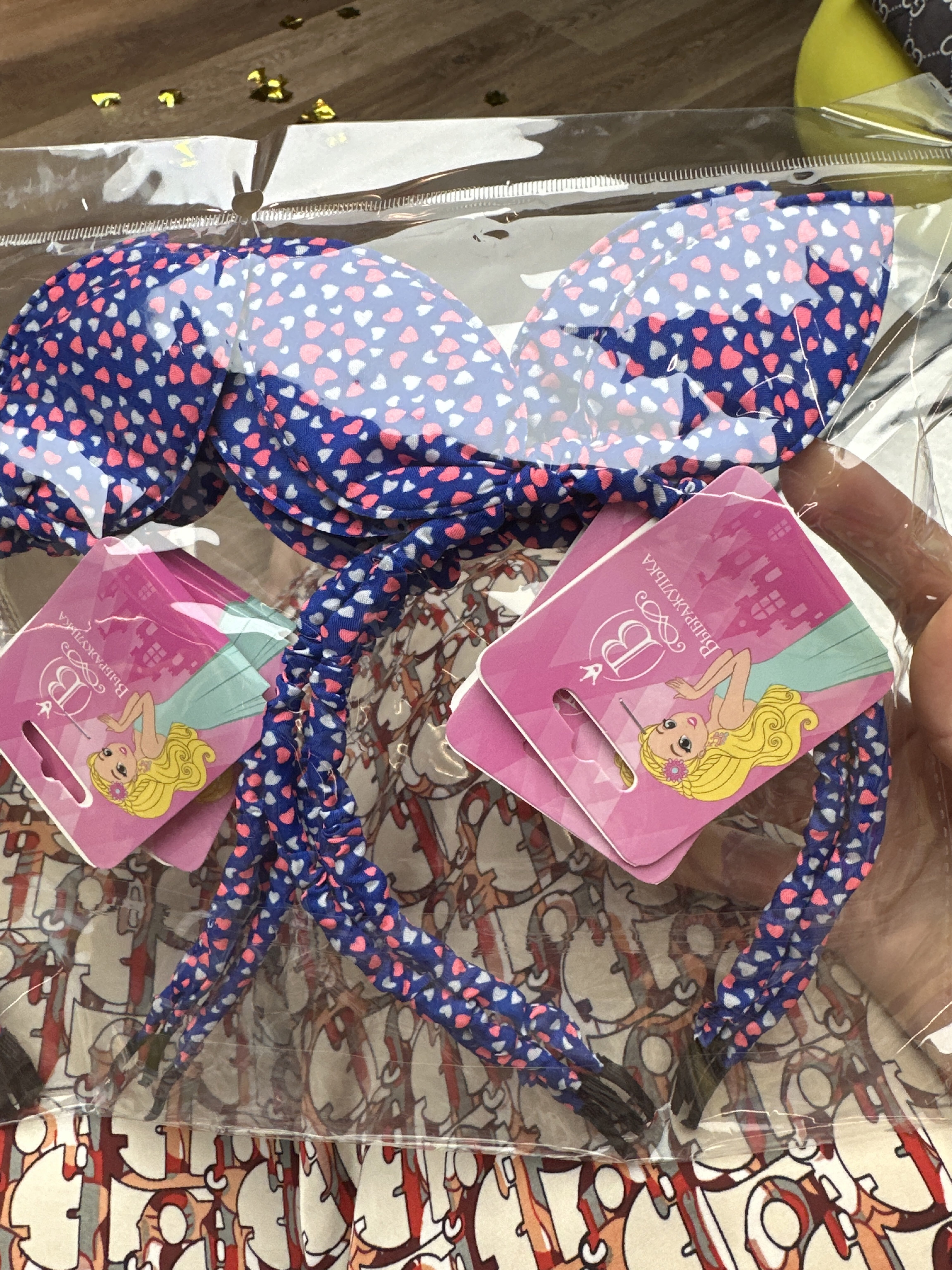 Фотография покупателя товара Ободок для волос Выбражулька «Веселые ушки», горох, чёрный - Фото 2