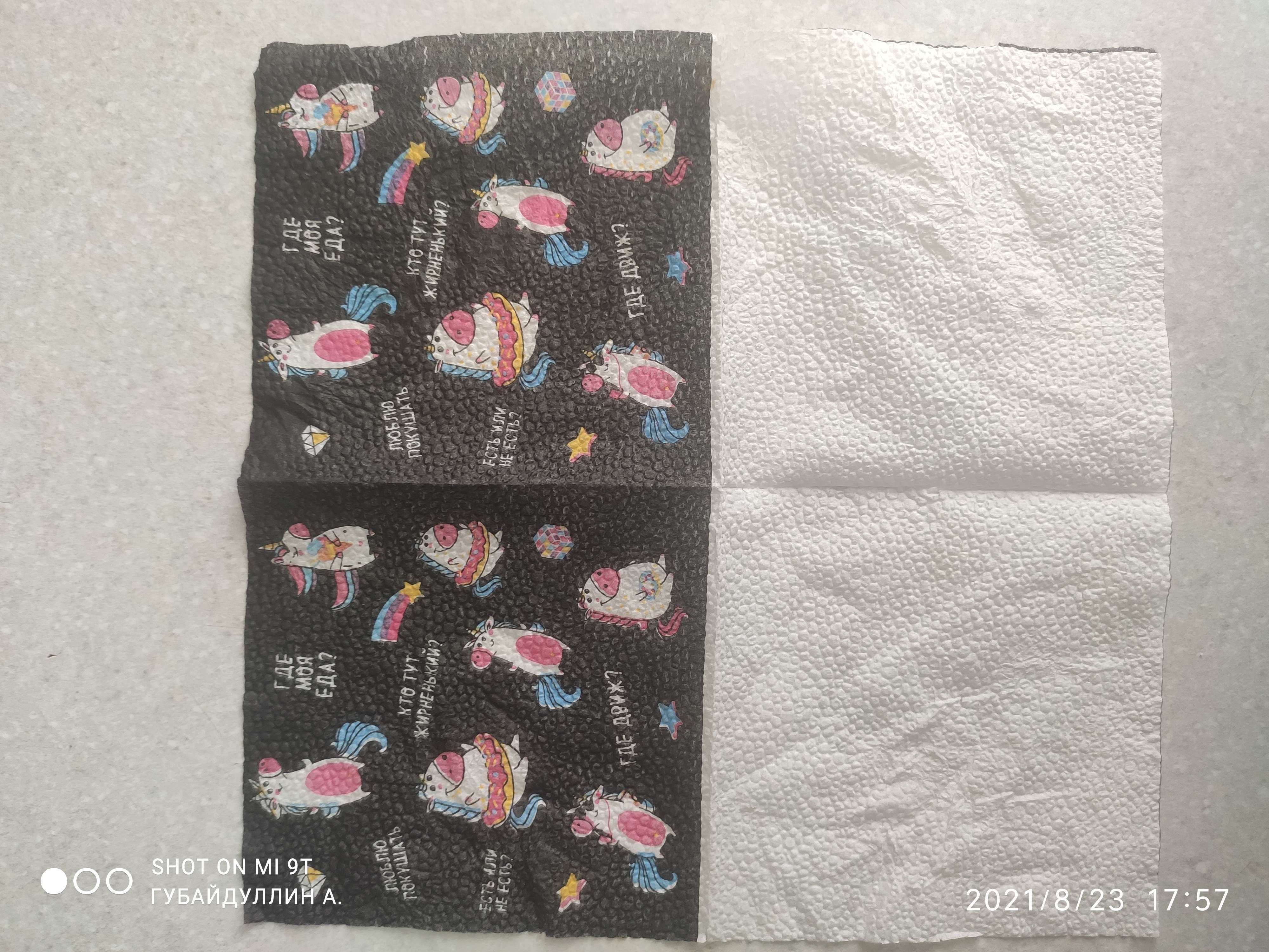 Фотография покупателя товара Салфетки бумажные «Единорожка», однослойные, 24х24 см, набор 20 шт.